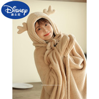 迪士尼(Disney)秋冬小鹿斗篷披肩毛毯毛绒办公室午睡厚保暖可爱睡袍懒人披风 儿童披肩兔子-皮粉色(3-8岁)加厚