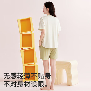猫人（MiiOW）女士睡衣女薄款【莫代尔】清凉透气圆领短袖简约可外穿家居服