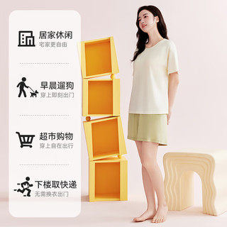 猫人（MiiOW）女士睡衣女薄款【莫代尔】清凉透气圆领短袖简约可外穿家居服