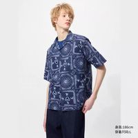 优衣库 UNIQLO 男装女装UT Disney in Blue棉麻印花衬衫/短袖衬衣478102