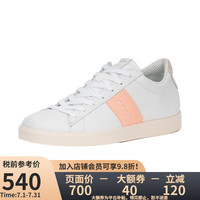 ecco 女鞋小白鞋春夏板鞋运动休闲鞋柔酷212803 60261-白配粉色