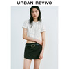 UR UR2025 春季新款 女 拼接花边蝴蝶结系带短袖开襟衬衫 UYY250019