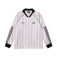 FORNINES 缎面polo领条纹 莓粉 2XL 长袖T恤