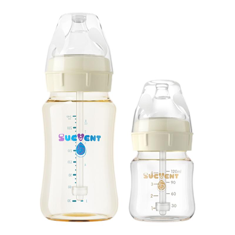 舒婴 防胀气玻璃奶瓶套装 120ml+200ml+S/M/SS码勺