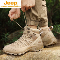 JEEP SPIRIT户外登山鞋男高帮登山靴秋冬季防滑厚底徒步鞋大码战地训练鞋 黑色 41
