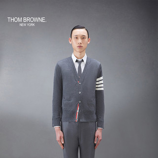 THOM BROWNE 男士四条纹针织羊毛V领开衫薄外套