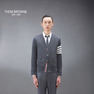 THOM BROWNE 男士四条纹针织羊毛V领开衫薄外套
