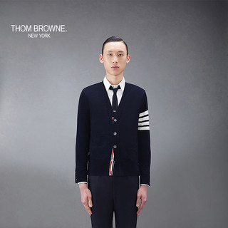 THOM BROWNE 男士四条纹针织羊毛V领开衫薄外套