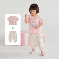 【5A抑菌套装】24夏装女童短袖T恤宝宝上衣防蚊裤运动两件套
