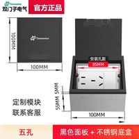 双门子 不锈钢地插座100哑光黑五孔