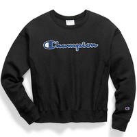 Champion 圆领卫衣女2020潮牌新款草写贴布logo长袖套头衫潮牌