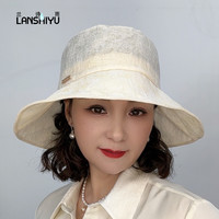 兰诗雨 春夏亚麻透气遮阳帽出游防紫外线防晒帽海边大檐太阳帽子女