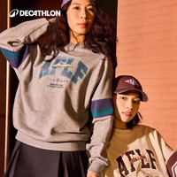 迪卡侬SPW运动卫衣春季男女宽松落肩休闲复古美式卫衣-5560366 银灰色 XS