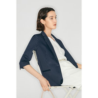 麦檬MM质感通勤条纹西装外套春夏装5998112931 藏青 XS