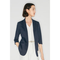 麦檬MM质感通勤条纹西装外套春夏装5998112931 藏青 M