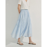 茵曼法式莱赛尔褶皱半身裙夏季女装新潮松紧腰a字宽松裙子