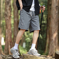 西域骆驼 短裤男夏季薄款冰丝速干户外宽松透气运动五分裤 灰色  3XL