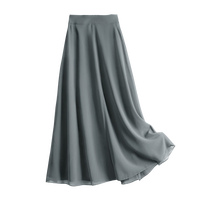 她池A字半身裙2025夏装新款女高腰文艺简约优雅舒适中长裙