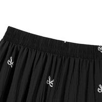 她池松紧腰半身裙2025夏装新女装时尚撞色蝴蝶结中长款A字裙