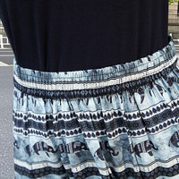 她池松紧腰半身裙2025夏装女装宽松款时尚印花A字中长裙