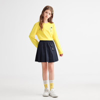 暇步士 童装男女童秋季柔软舒适时尚活力色彩圆领衫 糖果黄 120 cm