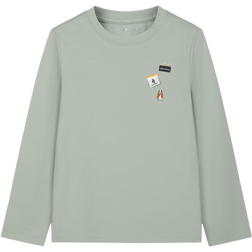 PLUS会员、今日必买：暇步士 童装男女童2025秋季柔软舒适时尚活力色彩圆领衫 雅川青 120 cm