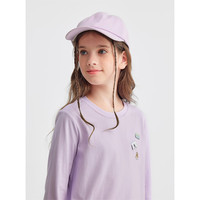 暇步士(Hush Puppies)【云轻棉】童装男女童2025秋季柔软舒适时尚活力色彩圆领衫 冰兰紫 130 cm