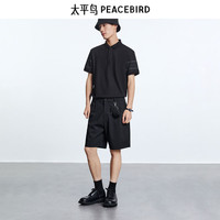太平鸟男装 夏季刺绣polo衫合集男士休闲Polo衫 黑色修身 凉感POLO B1DBD2414 M