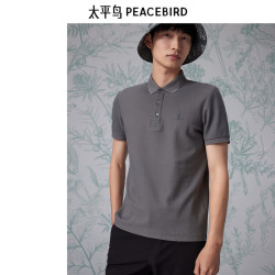 太平鸟 刺绣 男士Polo衫  灰色修身 刺绣POLO B1DBD2421 S