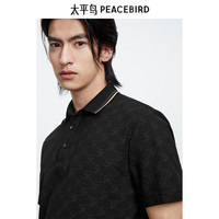 太平鸟男装 夏季刺绣polo衫合集男士休闲Polo衫 黑色修身 老花POLO B1DBD2138 S