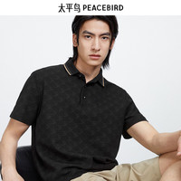 太平鸟男装 夏季刺绣polo衫合集男士休闲Polo衫 黑色修身 老花POLO B1DBD2138 XL