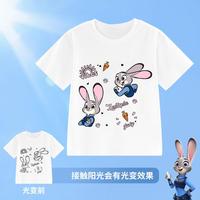 迪士尼 儿童短袖女童卡通朱迪兔百搭T恤圆领套头上衣夏款