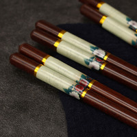 红檀木一家人个人筷子 家用高档防滑5色10双分餐防霉木制筷子