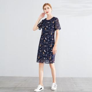 2025夏款蕾丝宽松遮肚子显瘦小碎花洋气减龄中长款连衣裙