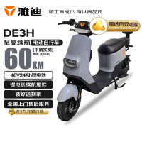 今日必买：雅迪 DE3H都市版长续航电动自行车 性价比品质智能电瓶车48V24Ah高能长寿命锂电通勤电动车 灰 珠光天娥灰