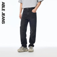ABLE JEANS【直筒滑板裤】立体膝男装裤子基础时尚宽松牛仔裤男 古黑 36 /36