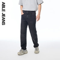 ABLE JEANS【直筒滑板裤】立体膝男装裤子基础时尚宽松牛仔裤男 古黑 32 /34