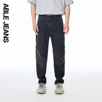 ABLE JEANS【直筒滑板裤】立体膝男装裤子基础时尚宽松牛仔裤男 古黑 33 /34