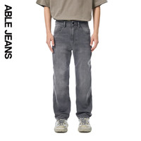 ABLE JEANS【直筒滑板裤】立体膝男装裤子基础时尚宽松牛仔裤男 烟灰 28 /30