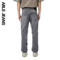 ABLE JEANS【直筒滑板裤】立体膝男装裤子基础时尚宽松牛仔裤男 烟灰 30 /32