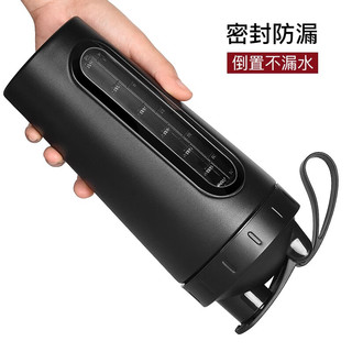 不锈钢摇摇杯蛋白粉奶昔杯户外运动水杯带刻度线保温杯子大容量男女代餐粉增肌粉搅拌球杯 单层（黑色700毫升）