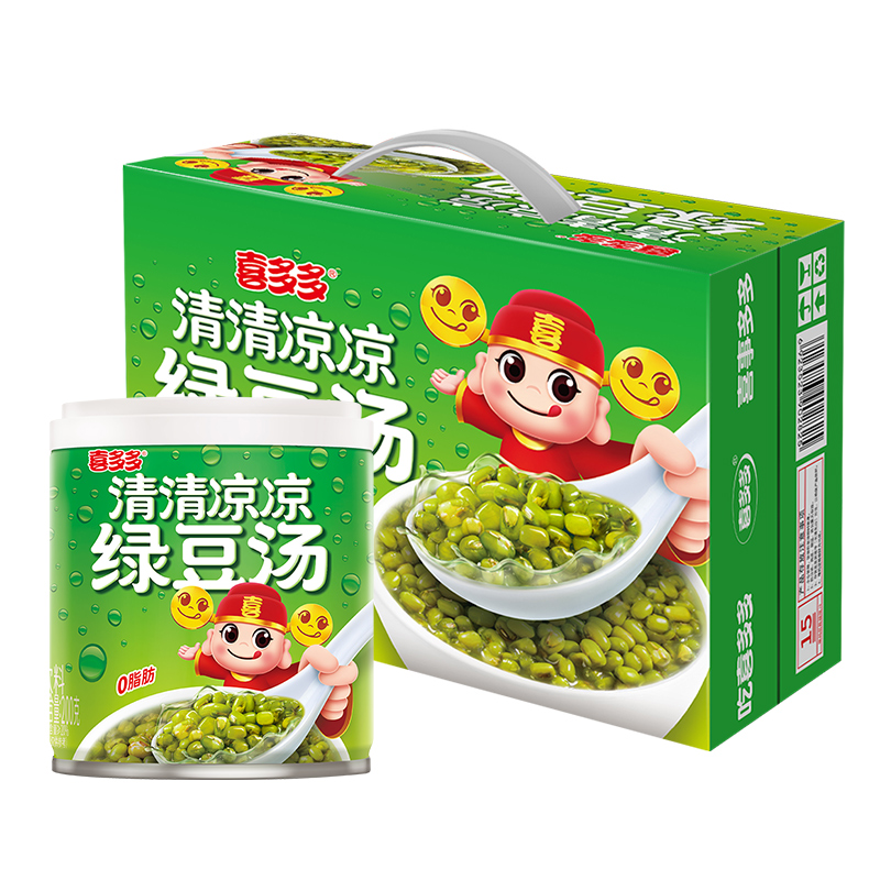 喜多多绿豆汤小罐装200g*12罐绿豆冰沙 夏季清凉解暑水果罐头饮料