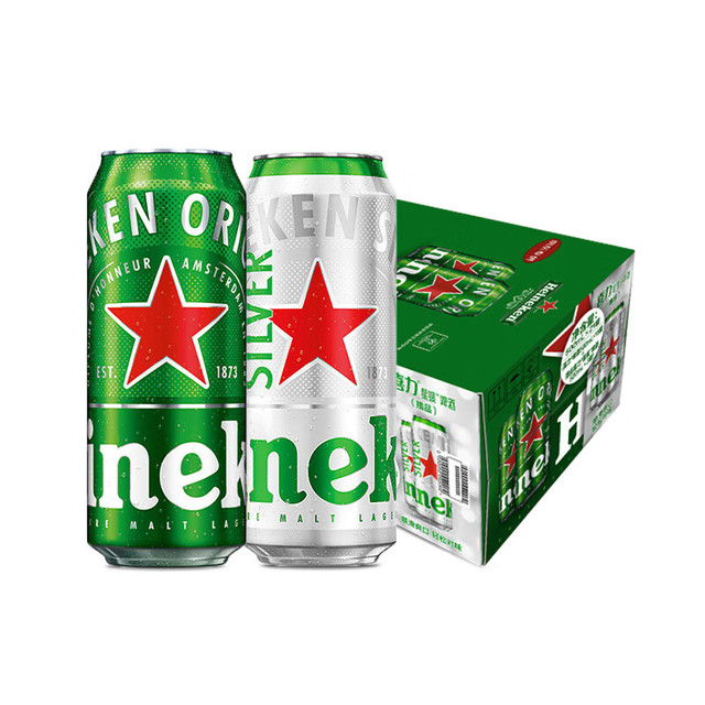 喜力 整箱装 全麦酿造（经典500ml*18罐+星银500ml*3罐）苏超 500mL 21罐