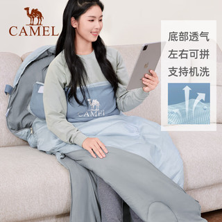 骆驼（CAMEL）户外睡袋露营过夜午休室内隔脏保暖加厚拼接信封式防寒被 3009月灰左2.15kg，加厚可拆洗