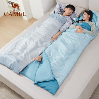 骆驼（CAMEL）户外睡袋露营过夜午休室内隔脏保暖加厚拼接信封式防寒被 3009月灰左2.15kg，加厚可拆洗