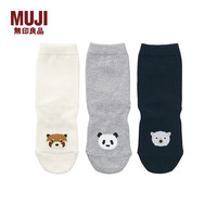 MUJI 無印良品 无印良品 MUJI 孩童 合脚直角 均码 3双装 袜 混色 15-19cm