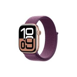 Apple Watch Series 10 GPS款 智能手表 42mm 玫瑰金色铝金属表壳 梅子色回环式运动表带