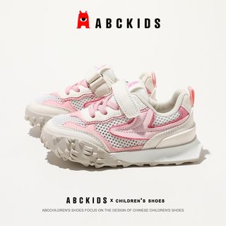 Abckids儿童童鞋夏季网面透气鞋子女童休闲软底运动跑步鞋子