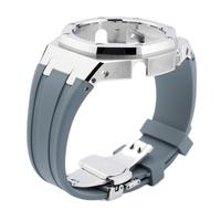 时仕 适用G-SHOCK卡西欧手表GA2100AP农家橡树改装配件黑武士表带表壳 三代【银圈灰色胶带套装】 2100mm