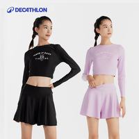 迪卡侬泳衣分体防晒女女款泳裤长袖游泳衣海边度假女士IVL4 S 【2025】上装-活力蓝（干湿防晒）